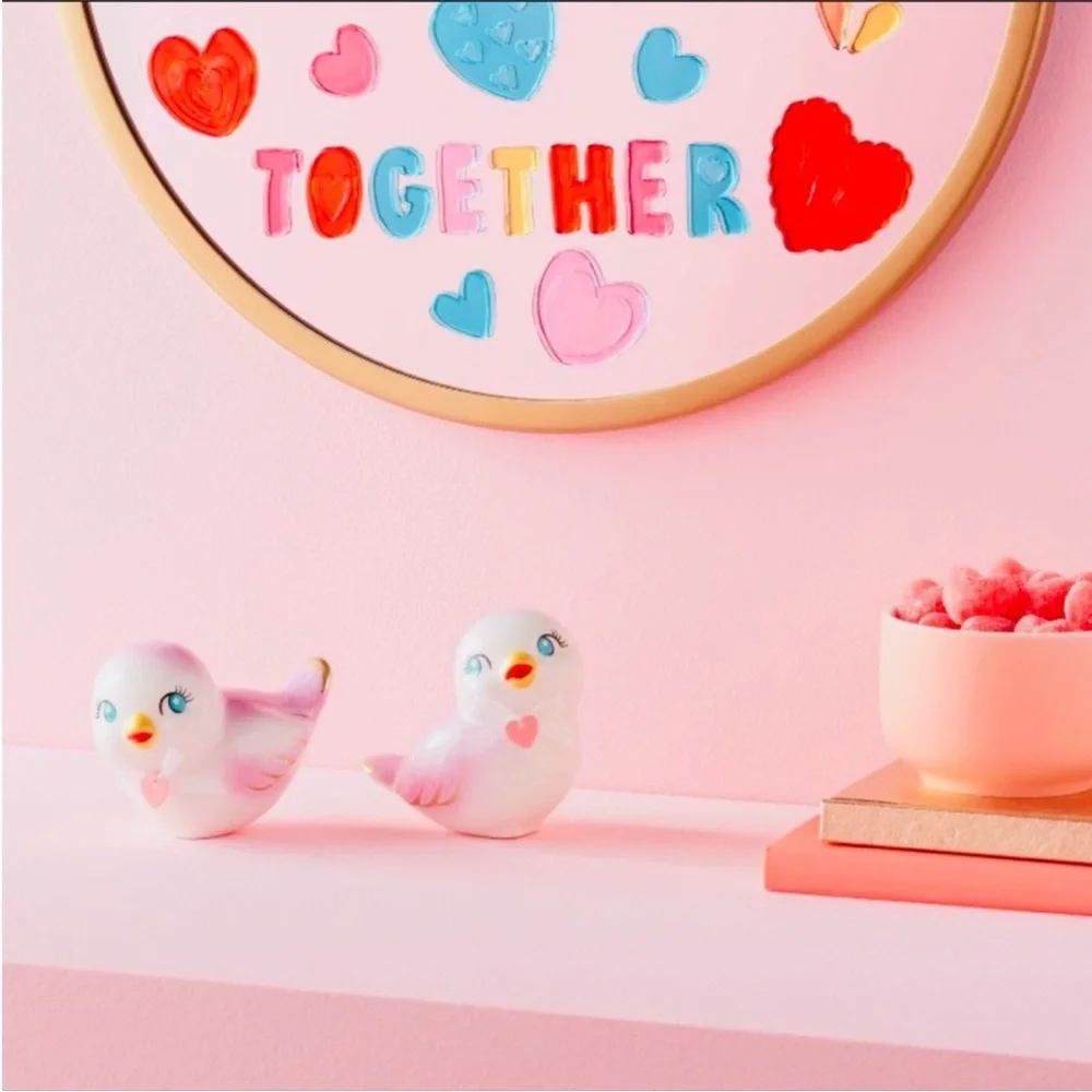 Target Spritz Valentines Ceramic Bird Set of 2 New